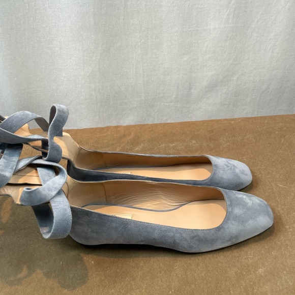 VALENTINO Garavani Suede Ankle Wrap Blue Suede Ballet Flats IT 38.5 - Picture 4 of 13
